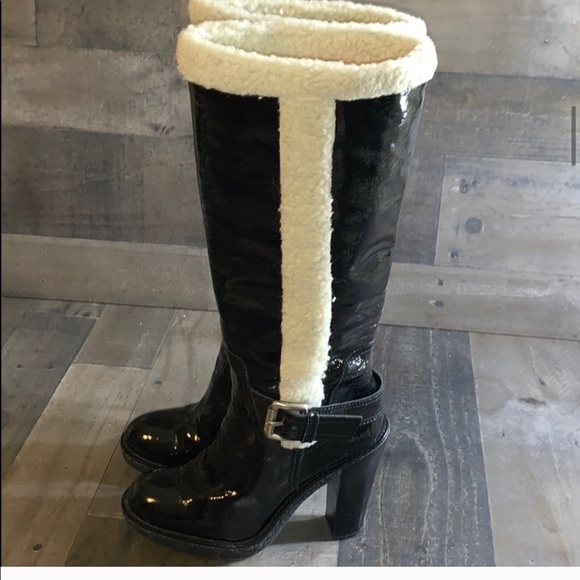 Michael Kors knee Boots black patent faux fur - Picture 3 of 15